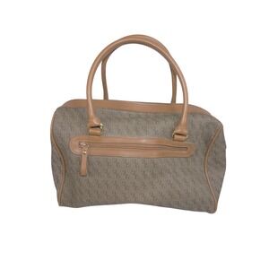 CL America Monogram Canvas Satchel Bag Brown Tan Front Organizer Pocket 3765